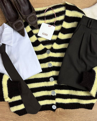 Camicia Oversize con Cravatta cioccolato