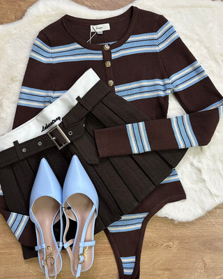 Panta gonna plissè Paris 80% cotone cioccolato