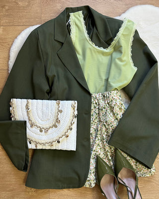 Blazer verde militare con fusciacca
