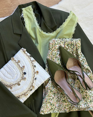 Blazer verde militare con fusciacca