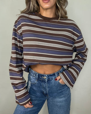 Maglia Oversize a Righe Chocolate & Blue