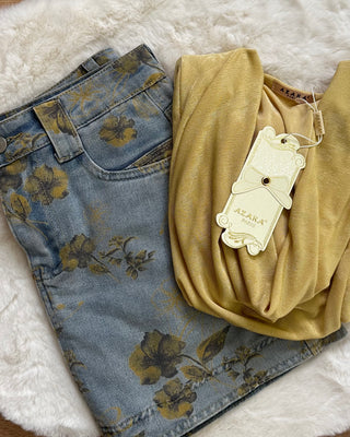 Gonna Denim Floreale con Culotte interna