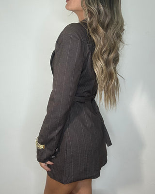 Blazer Dress Herringbone – Chocolate