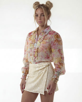 Short effetto gonna con paillettes avorio