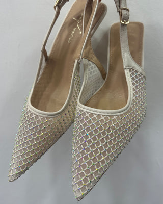 Slingback beige ricoperta di strass
