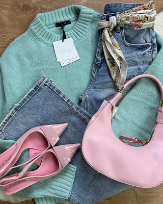 Décolleté slingback rosa vernice con tacco midi