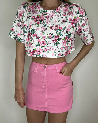 Panta gonna in denim rosa