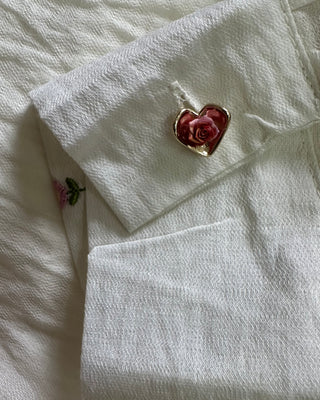 Coordinato Monique con fiorellini rosa ricamati