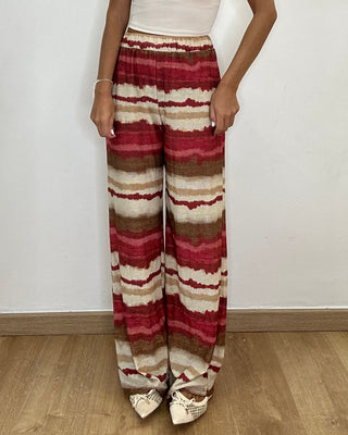 Pantaloni palazzo lurex corallo