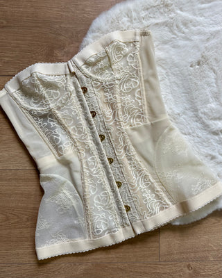 Corpetto bustier arancione e avorio