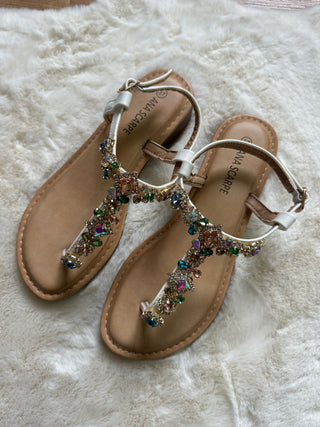 Sandali gioiello con strass multicolor