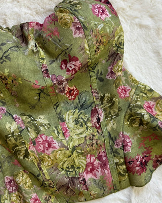 Top bustier floreale verde