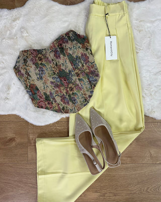 Panta palazzo con elastico giallo