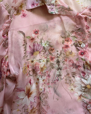 Camicia velata floreale rosa