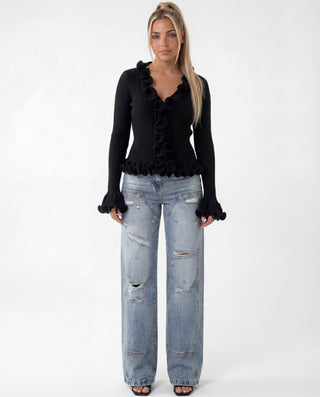 Jeans wide leg con strappi