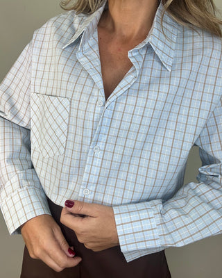 Camicia Monique 65% cotone azzurro polvere
