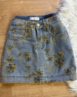 Gonna Denim Floreale con Culotte interna