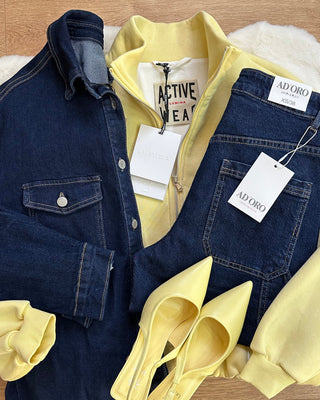 Giacca camicia denim lavaggio zero