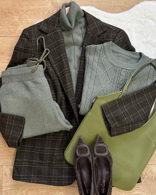 Maglione Oversize Treccia Soft - Brown e Olive