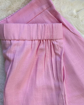 Coordinato rosa con gilet e short 30% lino
