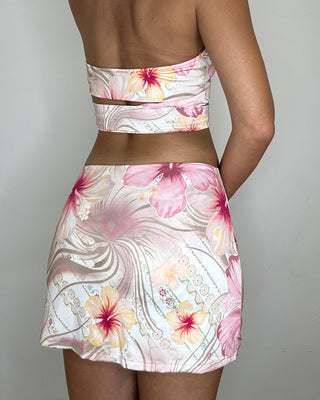 Cordset floreale con short effetto gonna