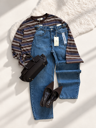 Jeans Barrel High Waist con Cinturini Laterali