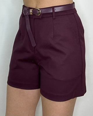Short Paris Burgundy con cintura