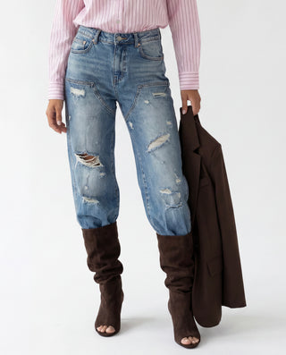 Jeans wide leg con strappi