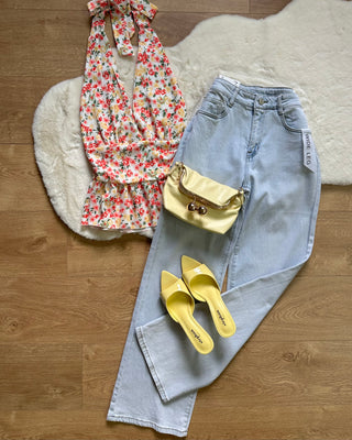 Jeans wide leg lavaggio chiaro