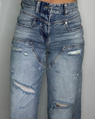 Jeans wide leg con strappi