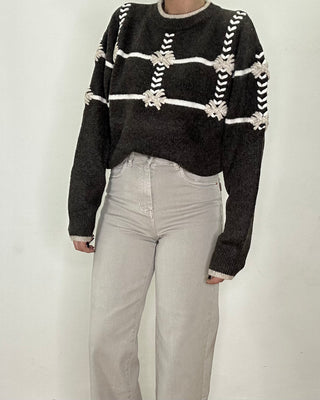 Jeans wide leg avorio