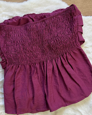Coordinato top e pantalone amarena