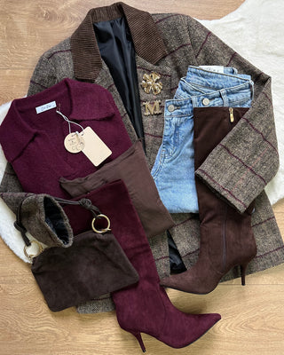 Stivali effetto suede cioccolato