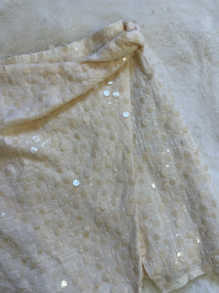 Short effetto gonna con paillettes avorio