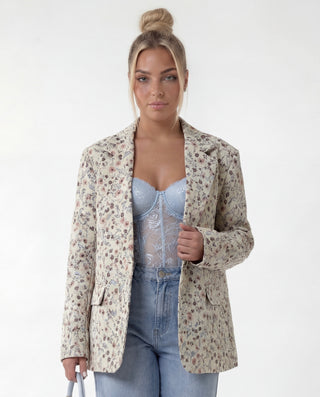 Blazer floreale jacquard