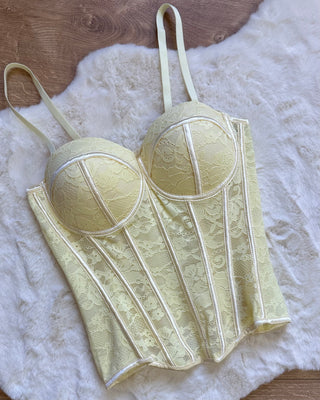 Corpetto bustier in pizzo giallo