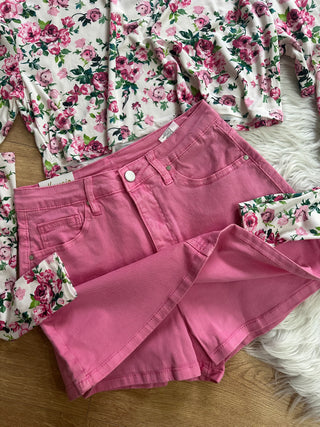 Panta gonna in denim rosa