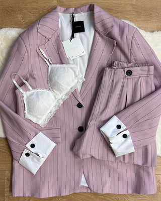 Tailleur gessato By Lumina 98% cotone rosa