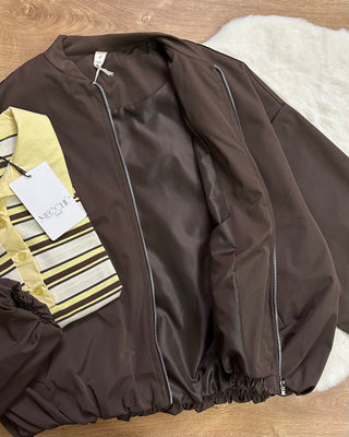 Bomber girocollo cioccolato