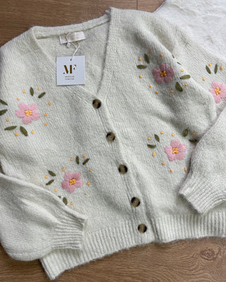 Cardigan floreale avorio - grigio - nero