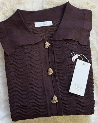 Cardigan onde con bottoni gioiello 4 colori