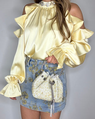 Gonna Denim Floreale con Culotte interna