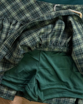 Gonna verde bosco con balze e culotte interna