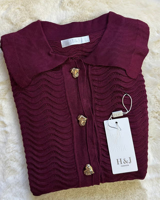 Cardigan onde con bottoni gioiello 4 colori