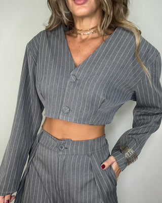 Tailleur Gessato Crop & Tailored Pants
