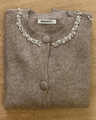 Cardigan gioiello con bottoni rivestiti 5 colori