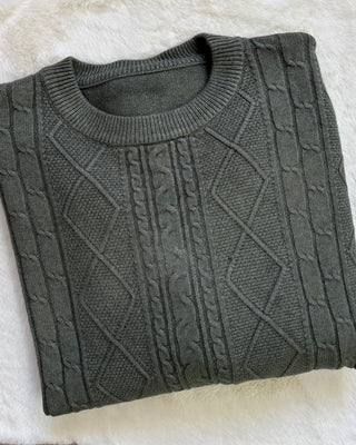 Maglione Oversize Treccia Soft - Brown e Olive