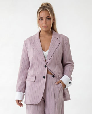 Tailleur gessato By Lumina 98% cotone rosa