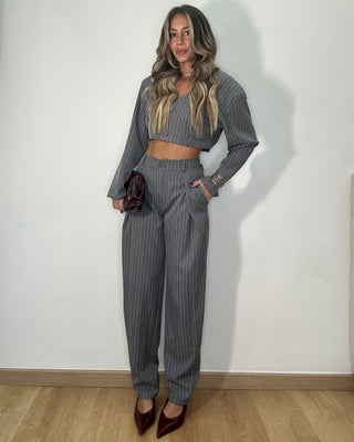 Tailleur Gessato Crop & Tailored Pants