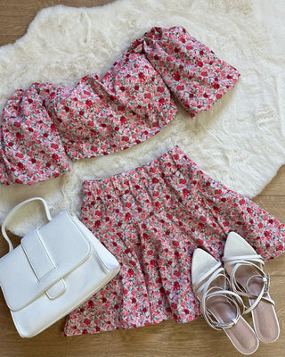 Cordset 2 pezzi floreale rosa